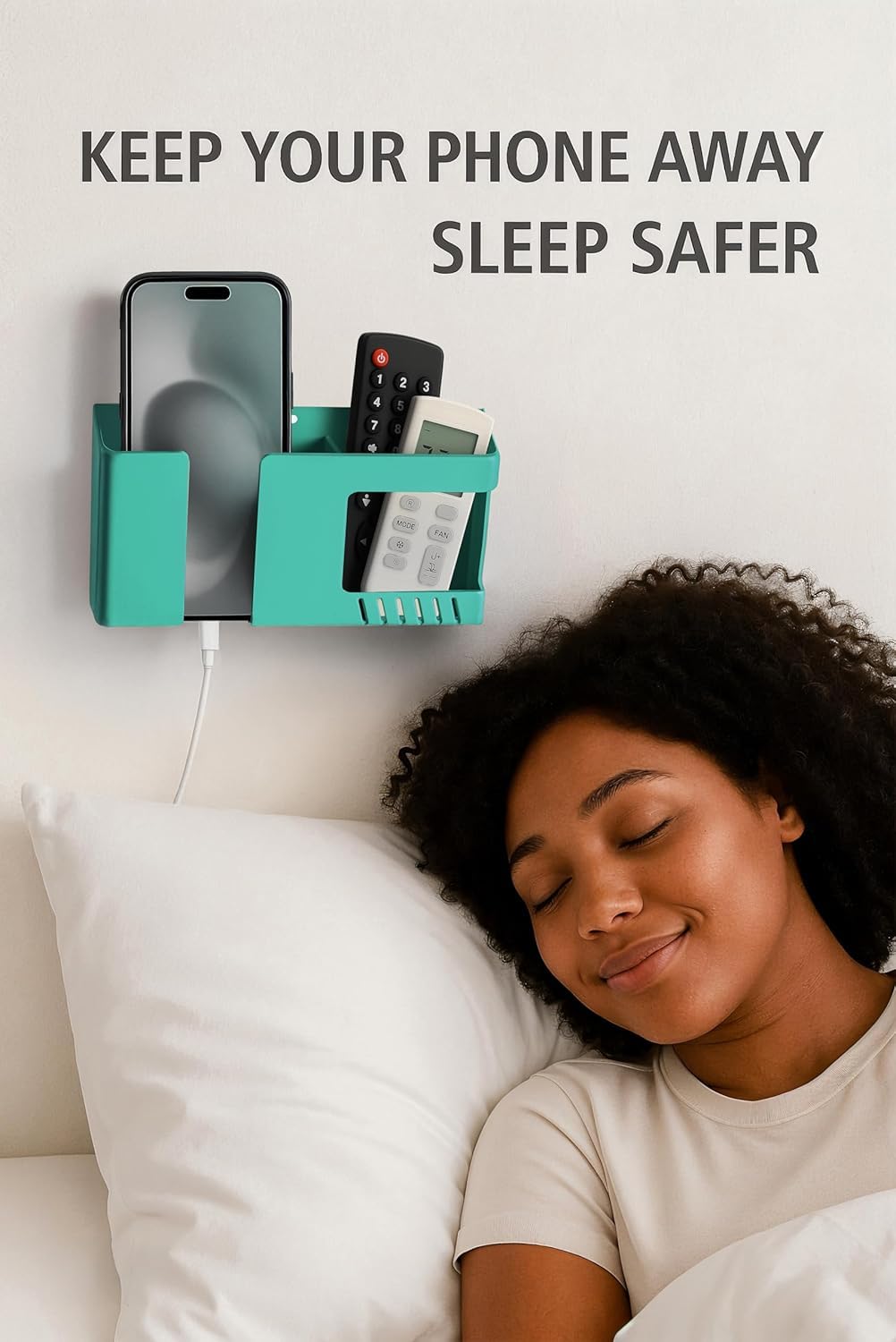WALLVIEW TECH Wall Mobile Holder Multi-Purpose Mobile Stand for Wall Remote Holder & Mobile Charging Stand,Wall Smartphones Kitchen Organizer Rack Wall Mounted Useful Gadget-(Green)